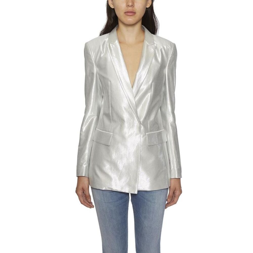 DONDUP Metallic Double-Breasted Blazer Women SILVER Coats & Jackets
